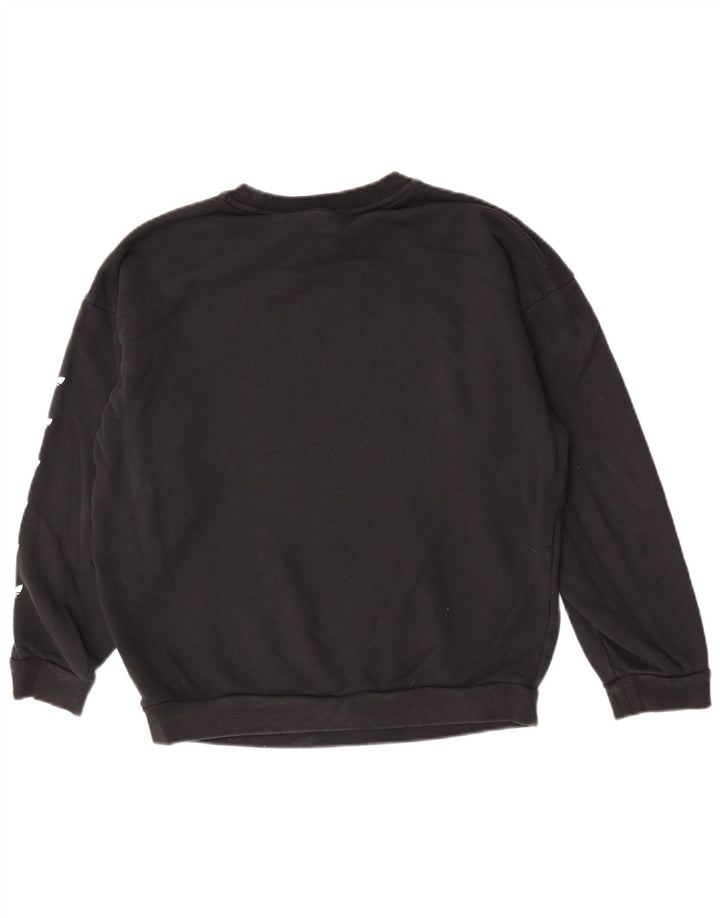 Adidas Womens Graphic Oversized Sweatshirt Pullover UK 12 Mittelschwarze Baumwolle