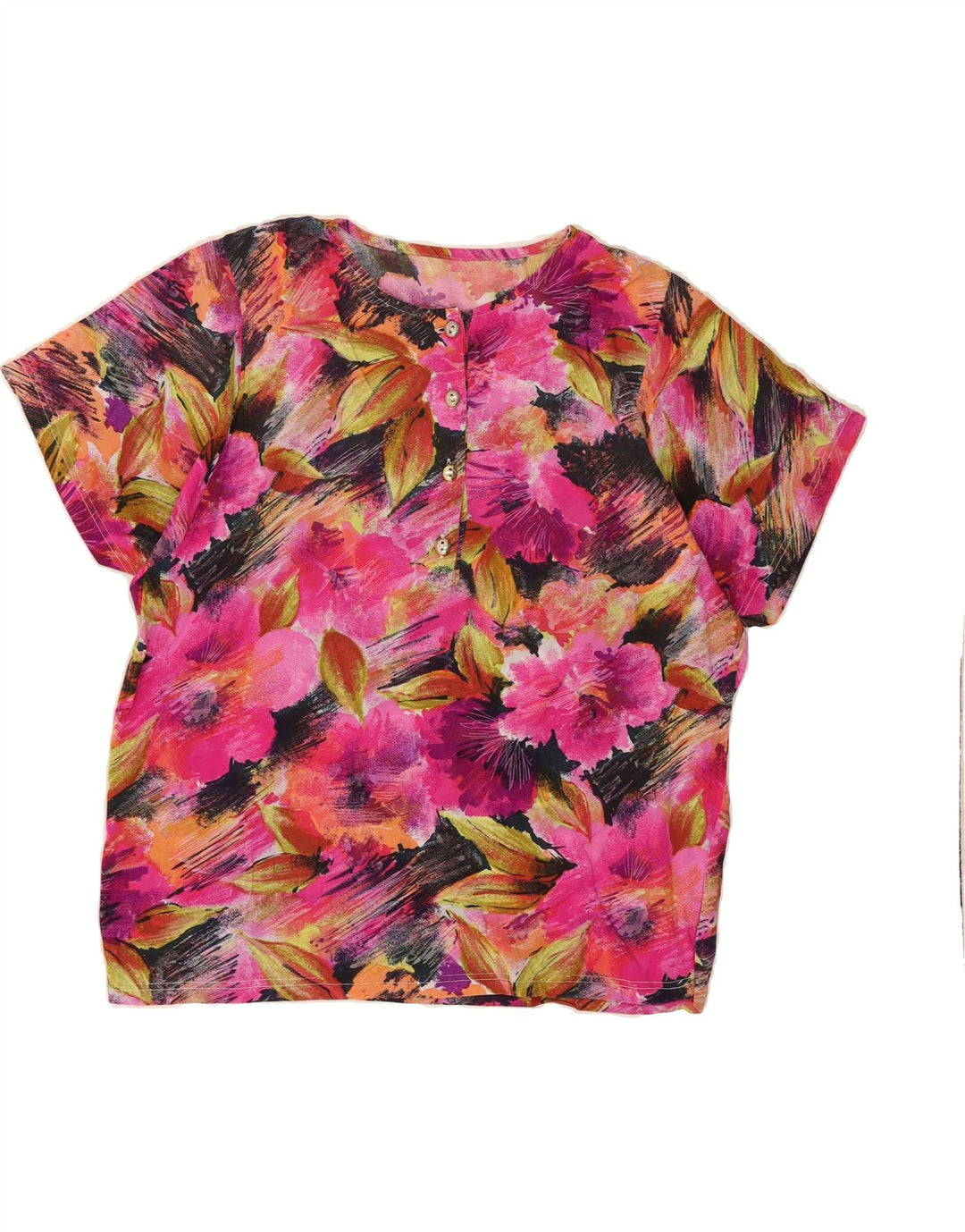 VINTAGE Womens Blouse Top UK 14 Medium Pink Floral Vintage Vintage and Second-Hand Vintage from Messina Hembry 
