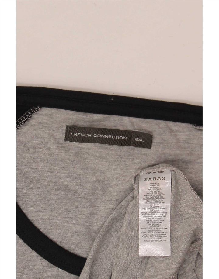 French Connection Herren-Oberteil, langärmelig, 2XL, Grau, Colourblock-Baumwolle
