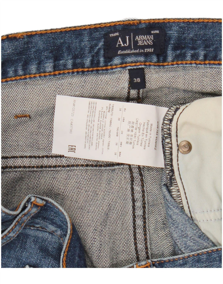 Armani Herren Straight Jeans W38 L35 Marineblaue Baumwolle