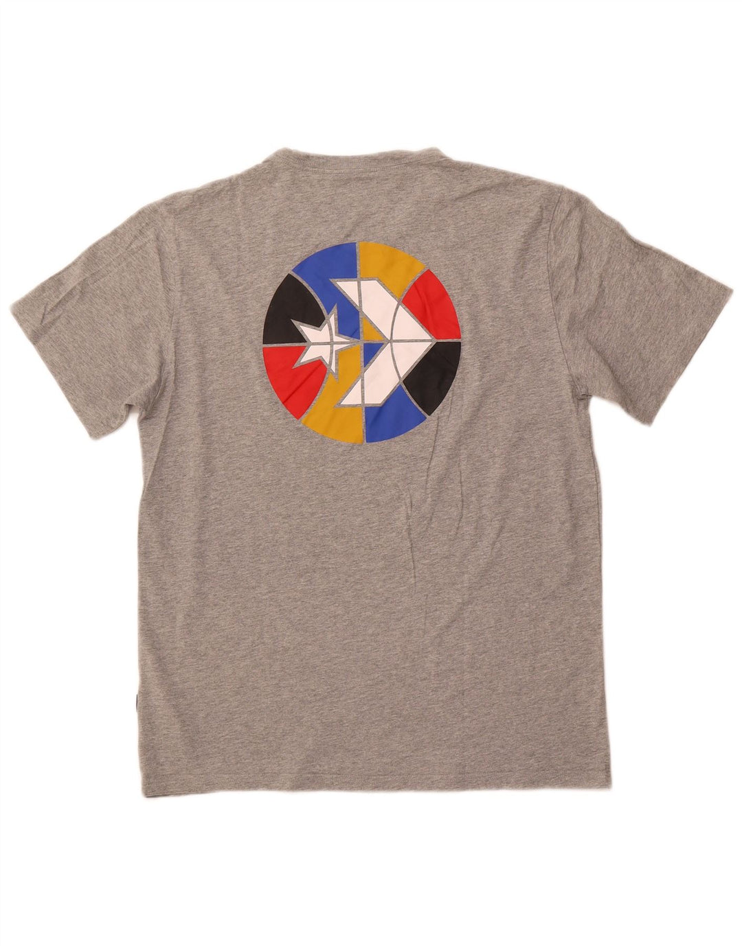 CONVERSE Grafisches T-Shirt-Oberteil für Herren aus mittelgrau gefleckter Baumwolle