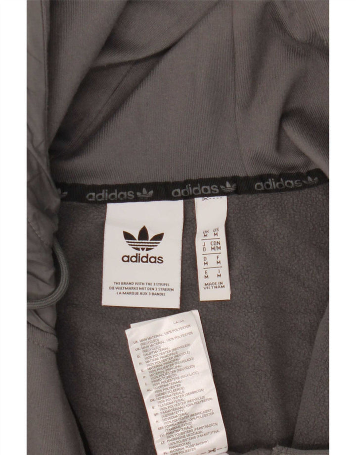 Adidas Herren-Kapuzenpullover mit Reißverschluss, mittelgraues Farbblock-Polyester
