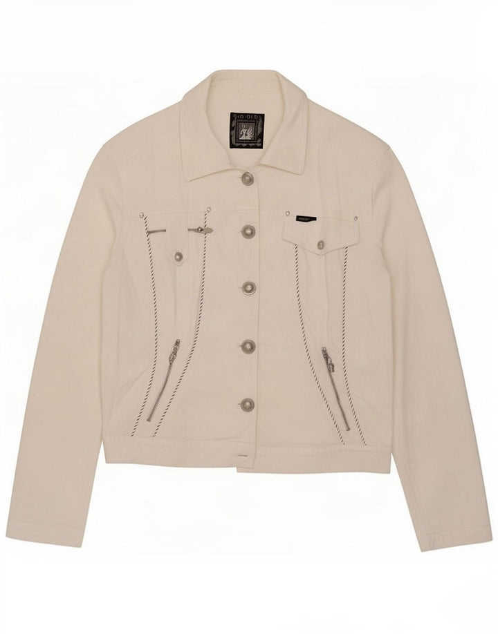 Cappopera Damen Jeansjacke UK 12 Mittelweiß