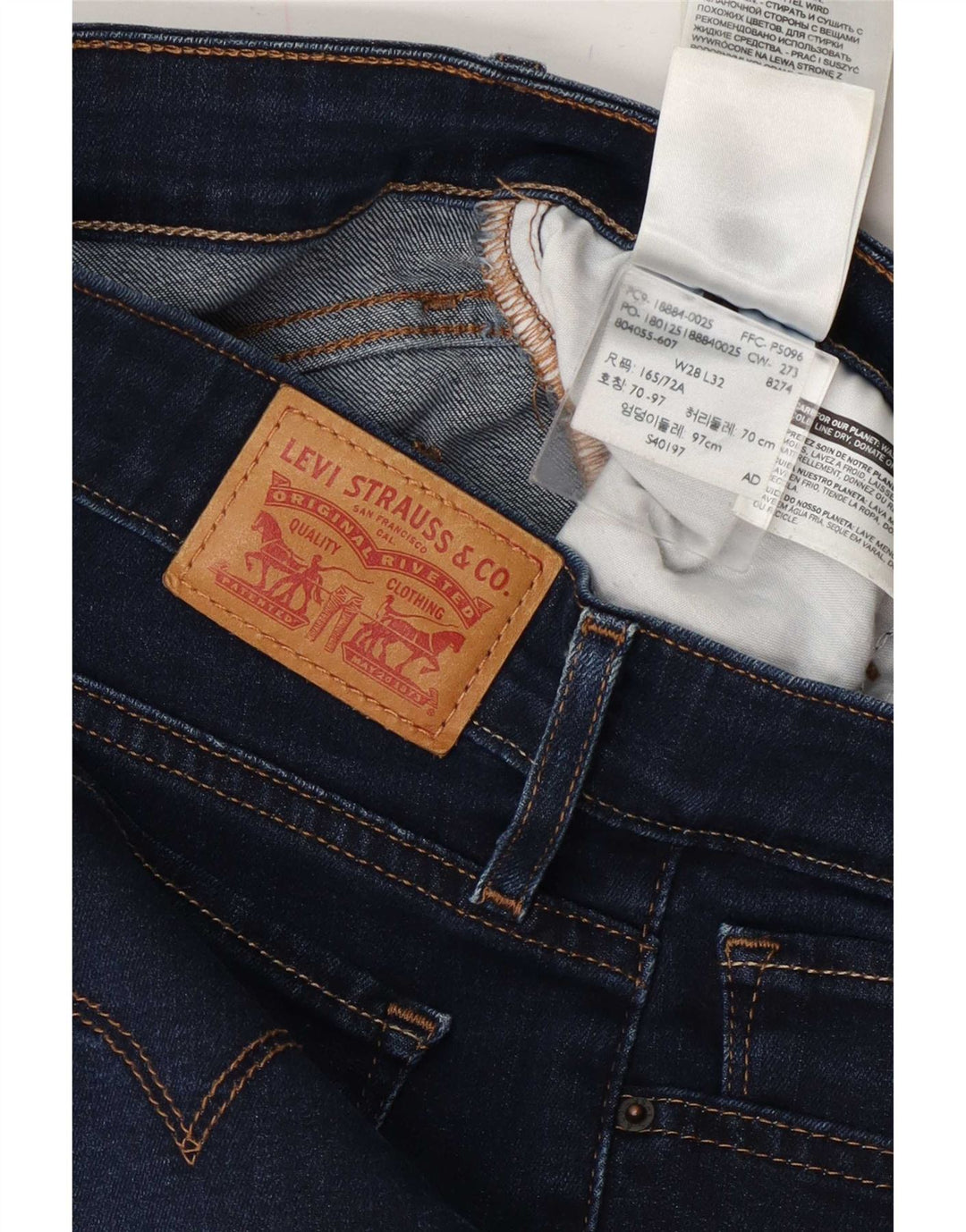 Levi's Damen 712 Slim Jeans W28 L32 Marineblau Baumwolle