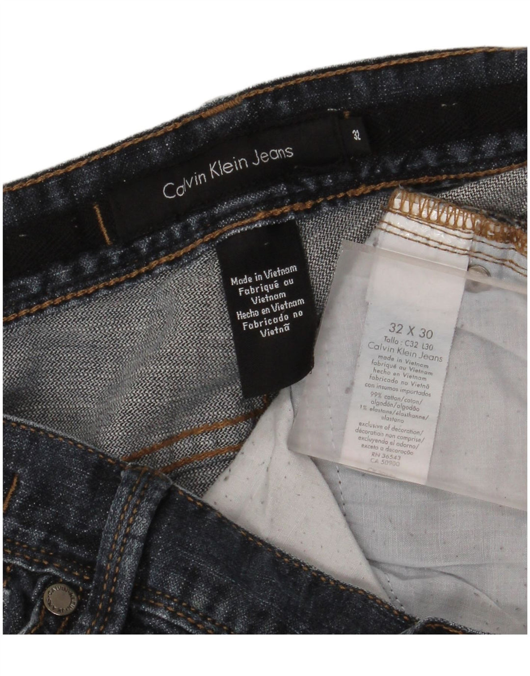 Calvin Klein Herren Straight Jeans W32 L26 Marineblau Baumwolle