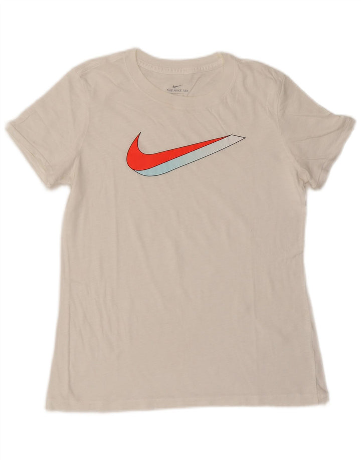 Nike Damen Graphic T-Shirt Top UK 10 Small Weiß