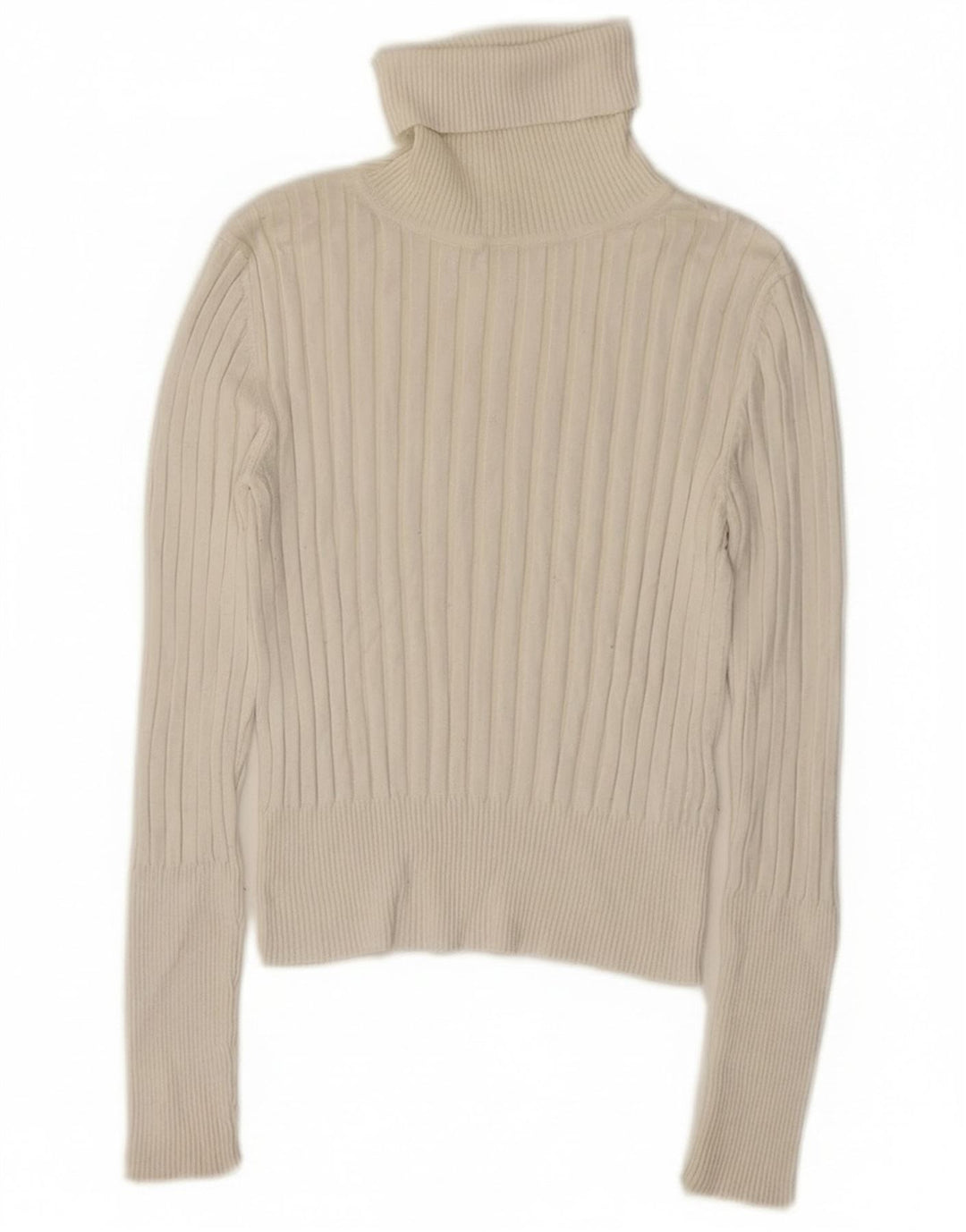 Zara Damen Crop Rollkragenpullover Pullover UK 14 Large Off White Viscose