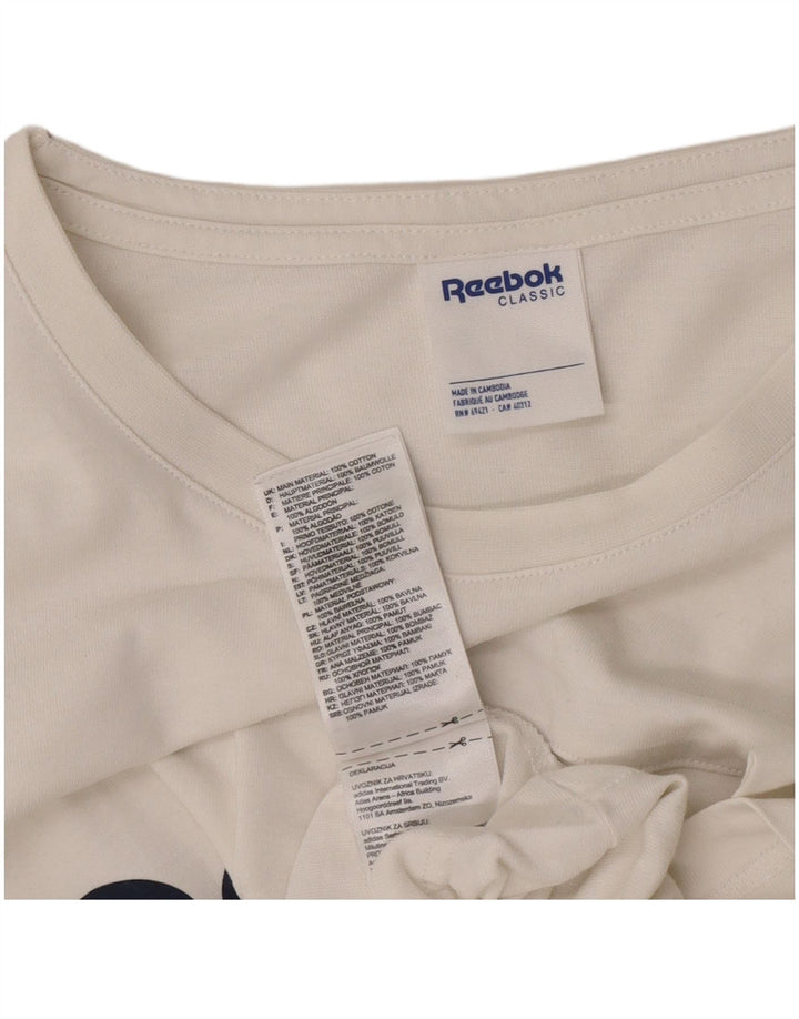 Reebok Herren Classic Graphic T-Shirt Top Large Weiß Baumwolle