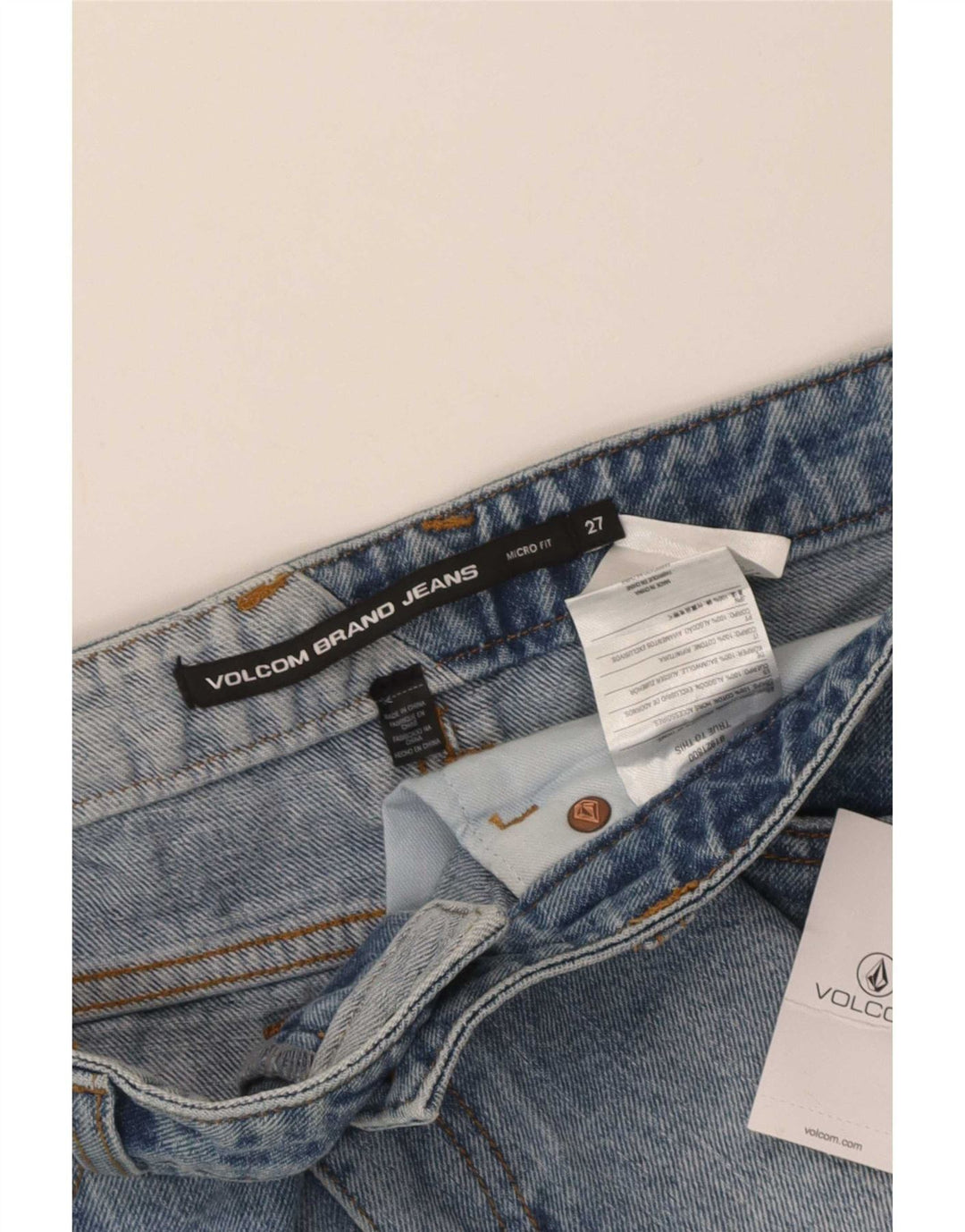 Volcom Damen Hotpants W27 Small Blaue Baumwolle