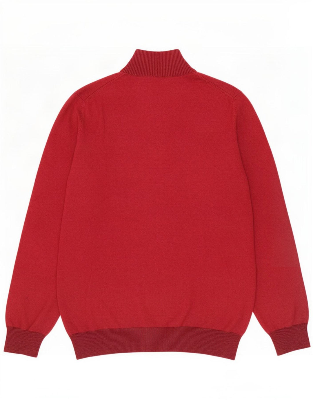Massimo Dutti Herren-Pullover mit Knopfkragen, XL, Burgunderrot, Baumwolle