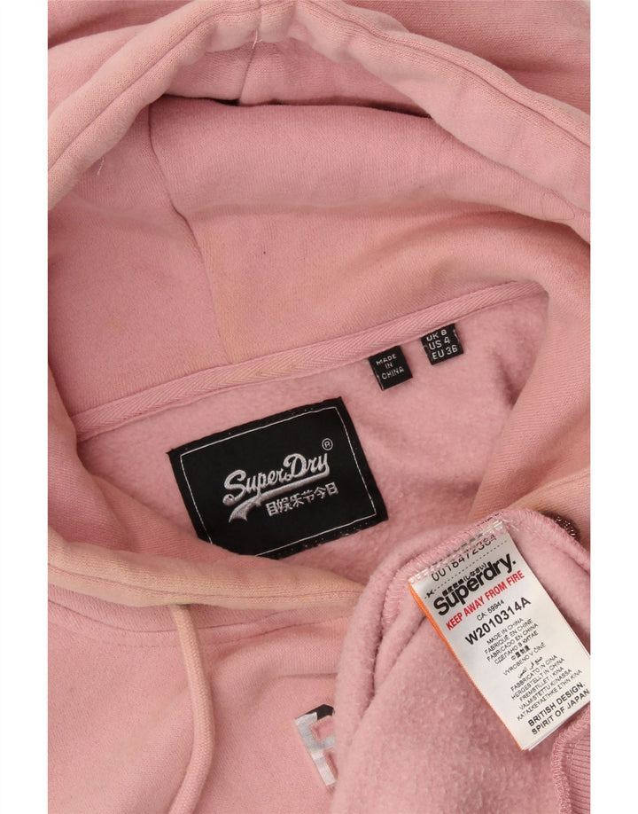 SUPERDRY Damen-Kapuzenpullover mit Grafik, UK 8, Größe S, Rosa, Baumwolle