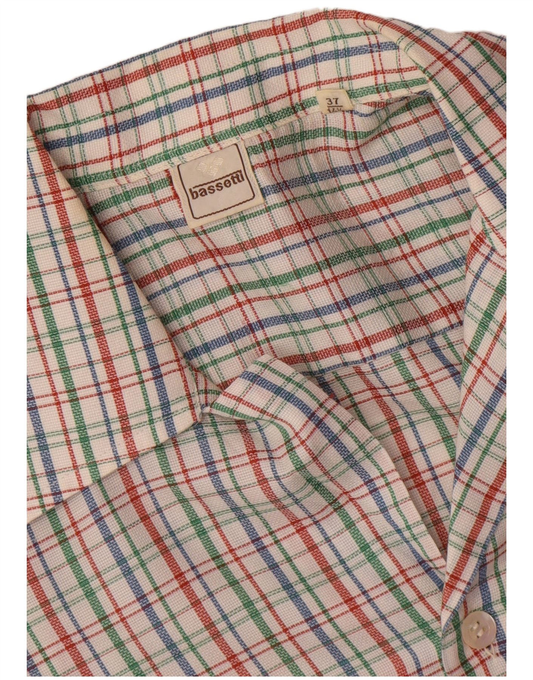 Bassetti Herren Kurzarmhemd Größe 37 14 1/2 Kleines mehrfarbiges Karo