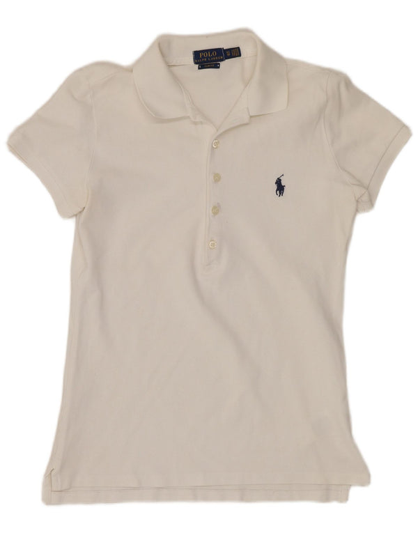 Polo Ralph Lauren Damen Slim Fit Poloshirt UK 6 XS Weiße Baumwolle