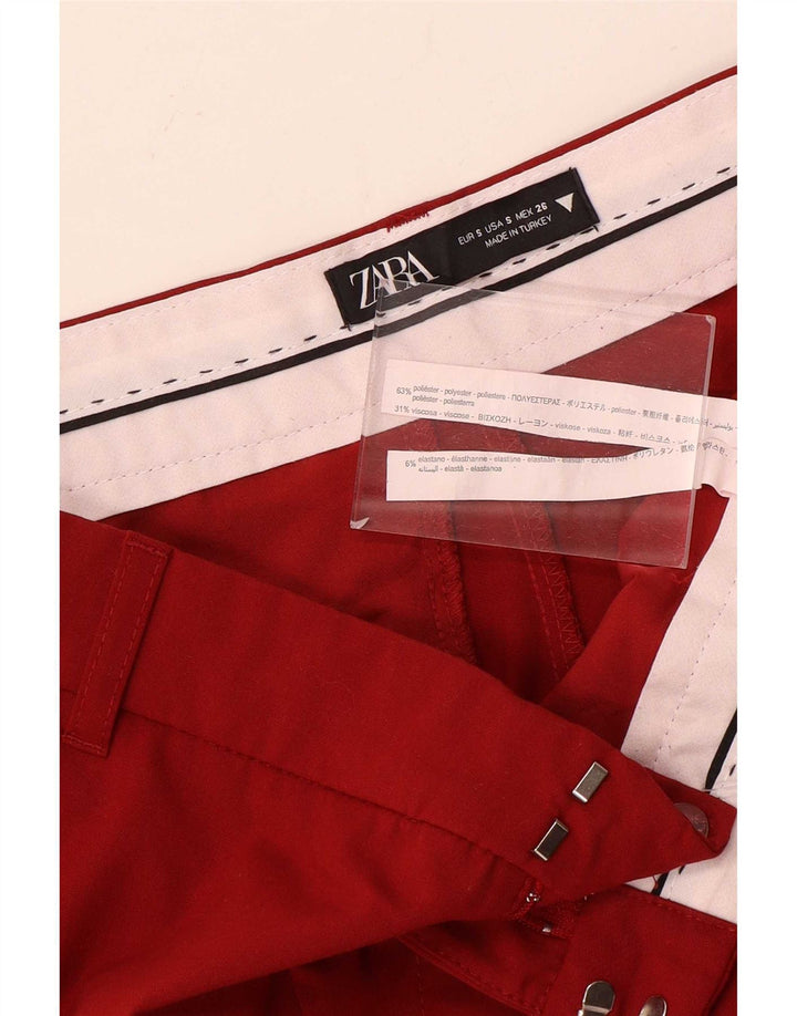 Zara Damen Bootcut Chino-Hose, Größe S, W26, L33, Rot, Polyester