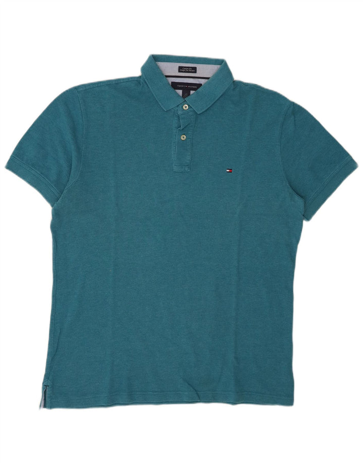 Tommy Hilfiger Herren Poloshirt mit individueller Passform, Größe L, Blau