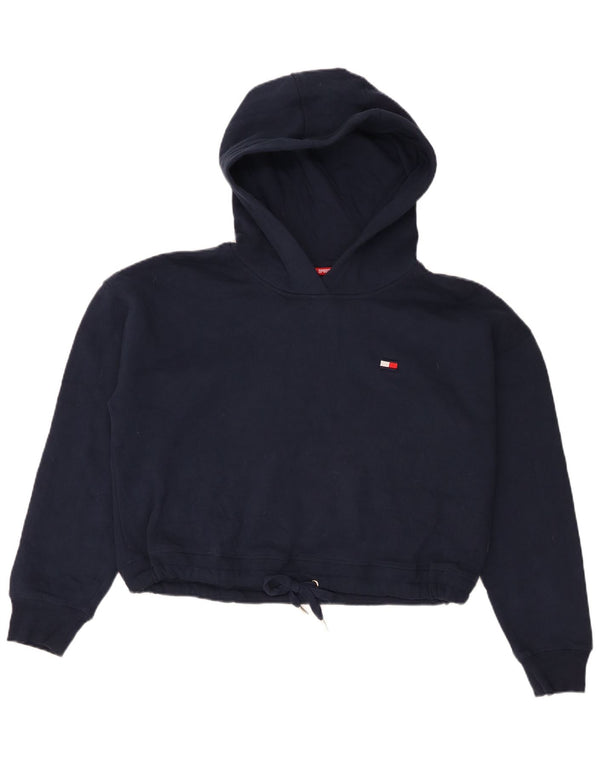 Tommy Hilfiger Damen Crop Oversized Hoodie Pullover UK 16 Large Marineblau
