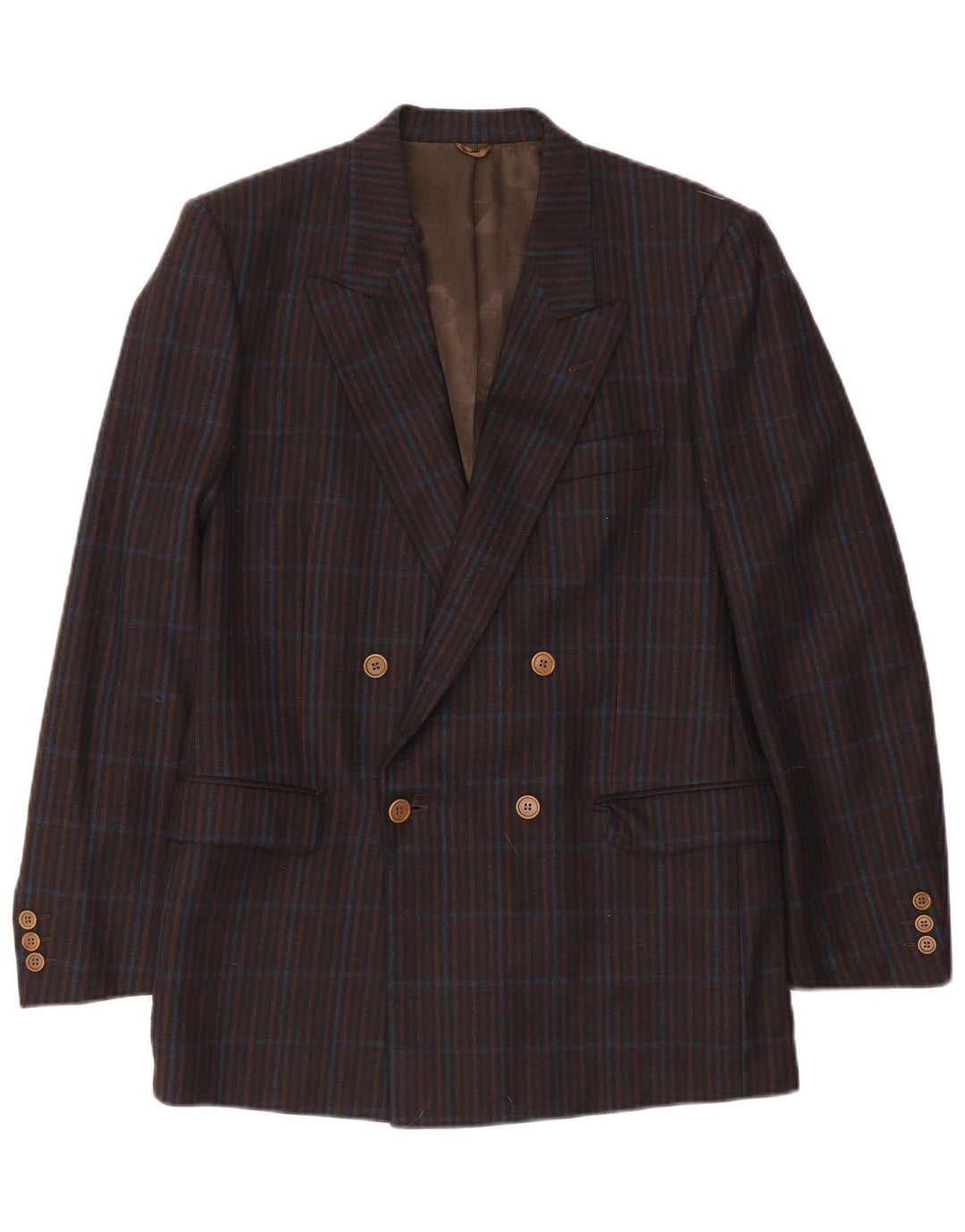 Elle Herren-Blazer, zweireihig, IT 50, groß, marineblau kariert