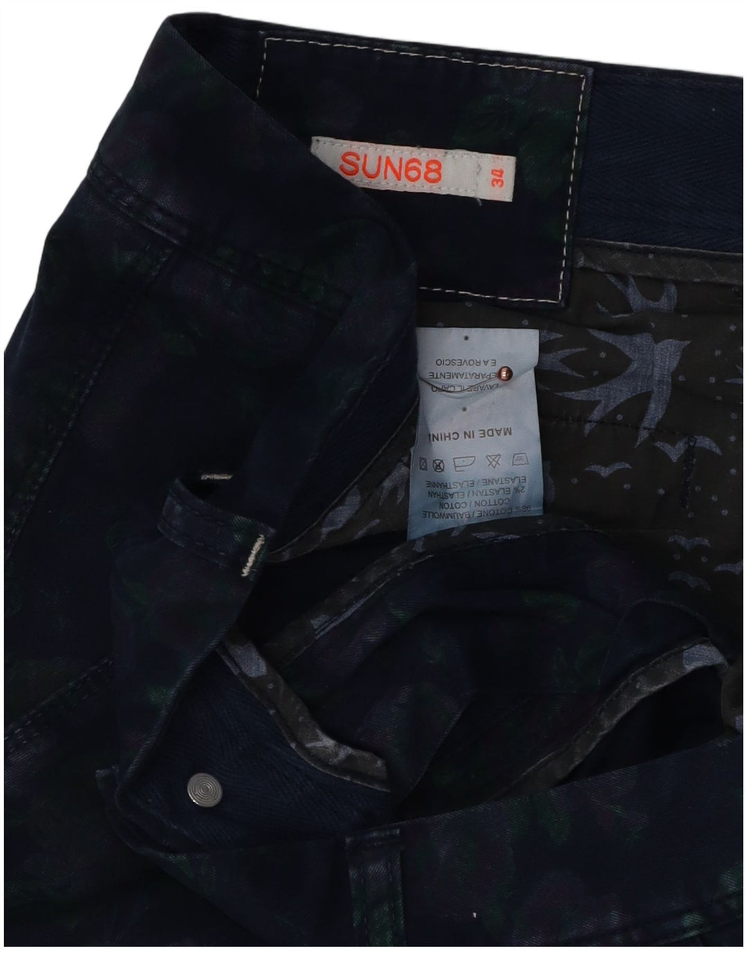 Sun68 Herren-Cargo-Shorts, W34, groß, marineblau, geblümt, Baumwolle