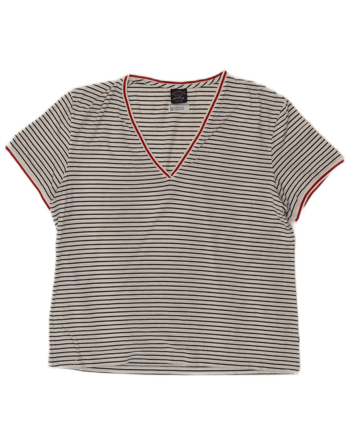 PAUL & SHARK Damen T-Shirt Top UK 18 XL weiß gestreift aus Baumwolle