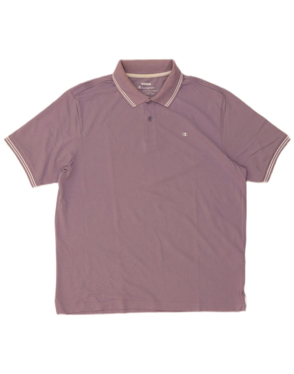 Champion Easy Fit Herren-Poloshirt aus mittelvioletter, gestreifter Baumwolle