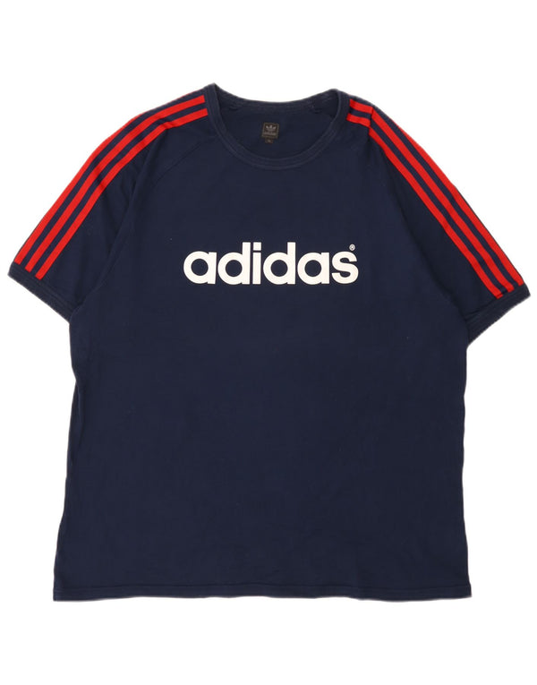 Adidas Herren Grafik T-Shirt Top XL Marineblau Baumwolle