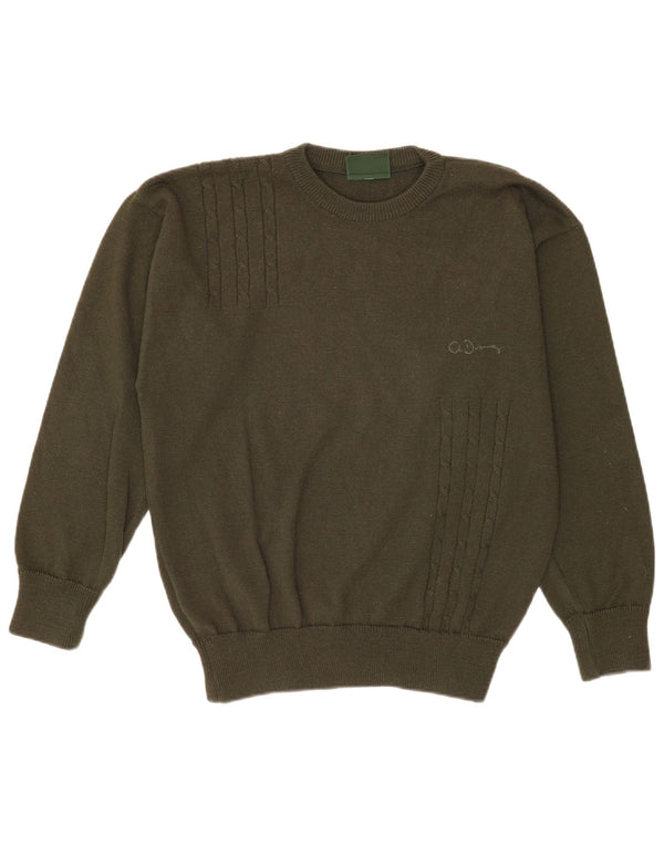 Charles Dubourg Herren-Pullover mit Rundhalsausschnitt, mittelgrüne Wolle