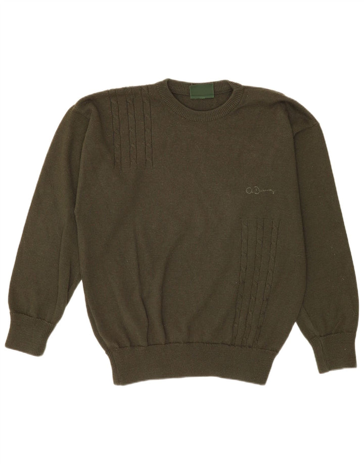 Charles Dubourg Herren-Pullover mit Rundhalsausschnitt, mittelgrüne Wolle