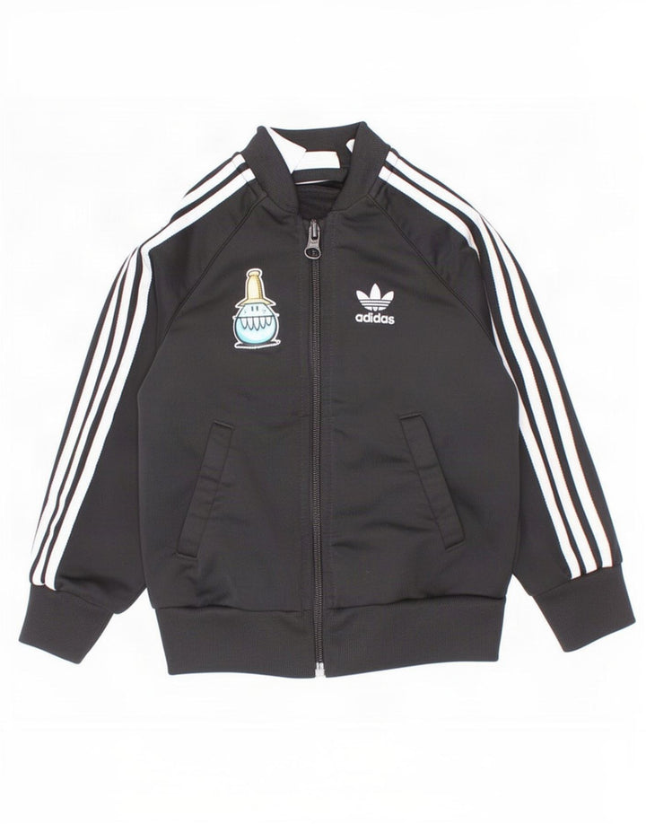Adidas Baby-Jungen-Trainingsanzugoberteil mit Grafik, 18–24 Monate, schwarzes Polyester