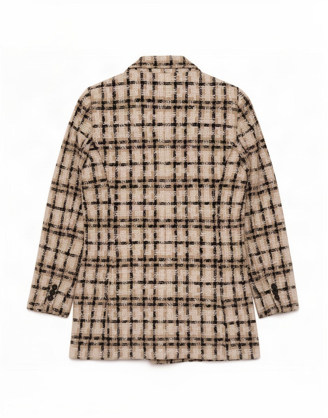 Zweireihiger Blazer für Damen von Zara, UK 12, Mittelbeige, Karo, Acryl