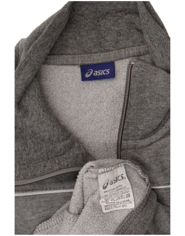 Asics Herren-Trainingsanzug-Top-Jacke aus mittelgrau gefleckter Baumwolle