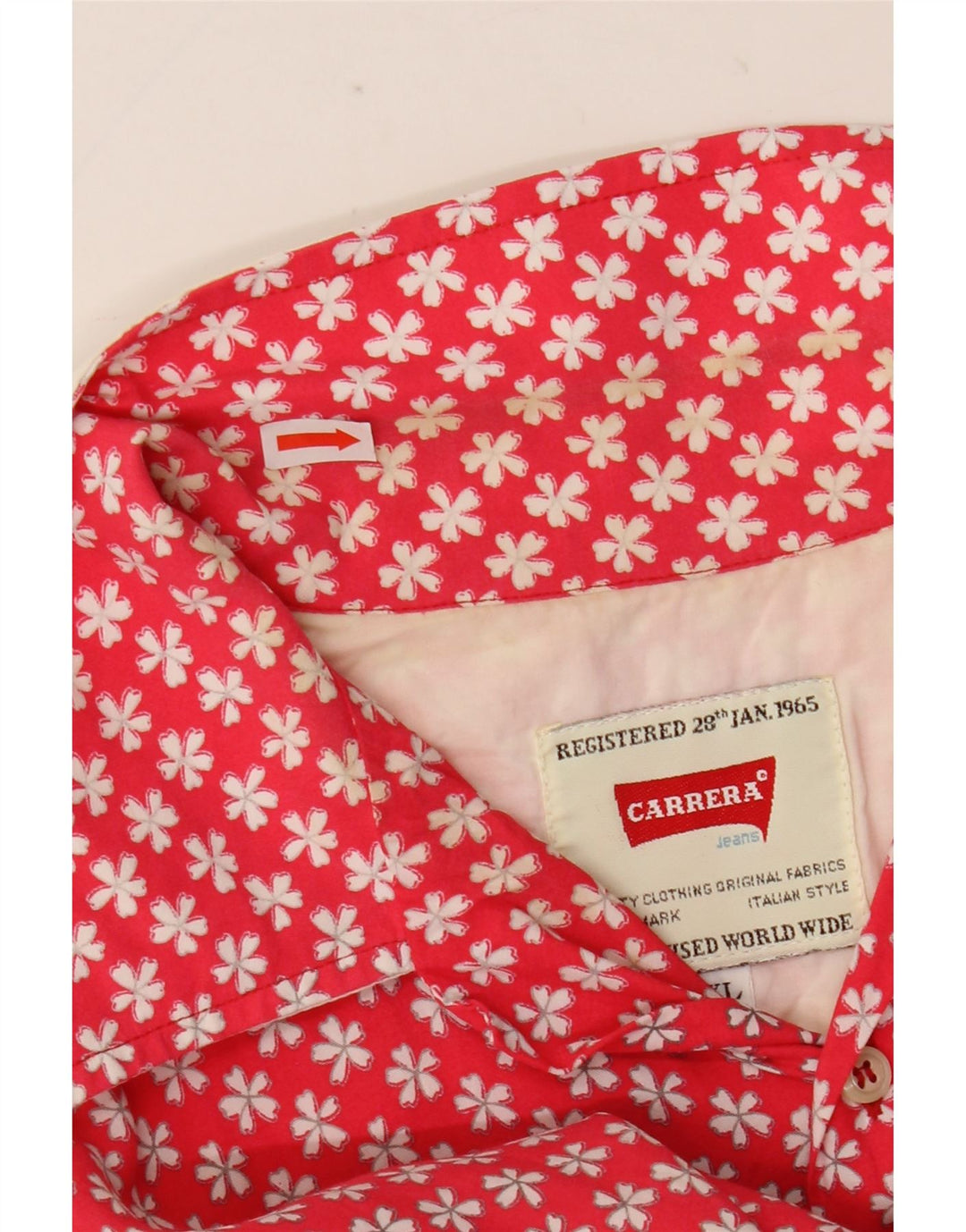 Carrera Herren Kurzarmhemd XL Rot geblümt