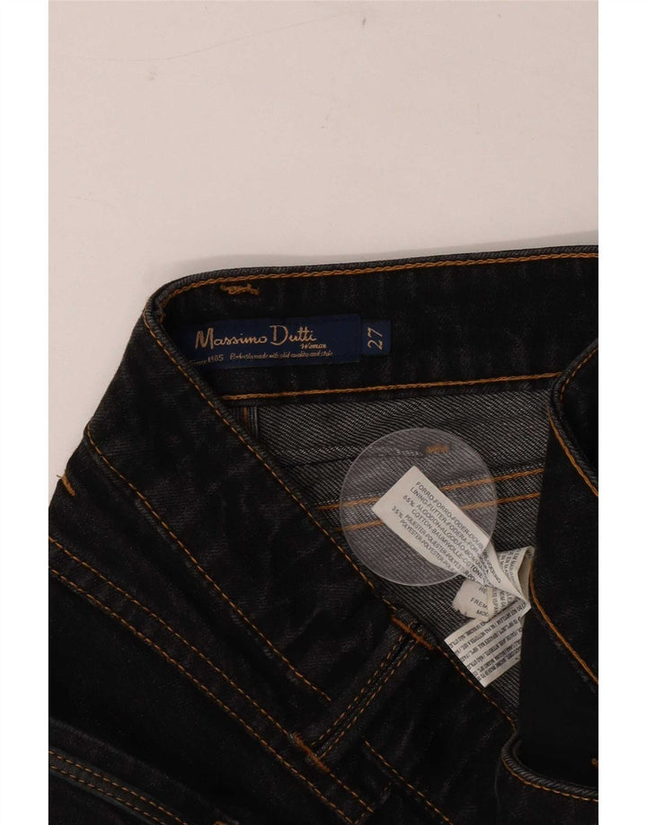 Massimo Dutti Damen Slim Jeans W27 L28 Schwarze Baumwolle