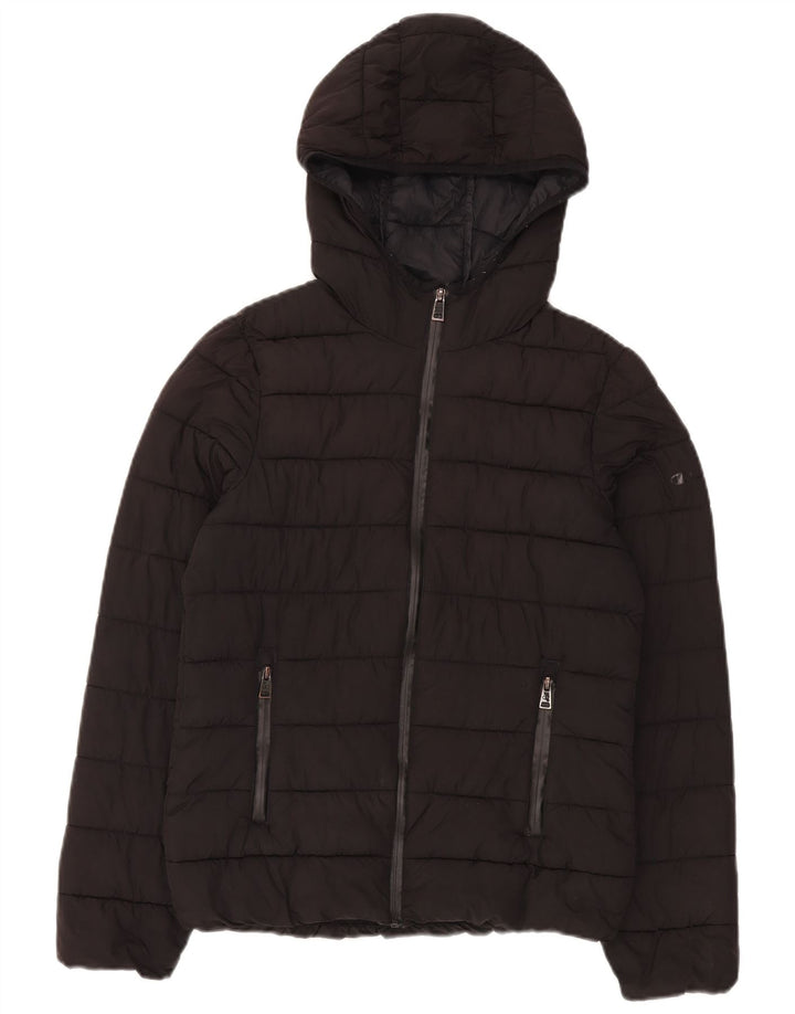 Champion Damen-Jacke mit Kapuze, gepolstert, UK 10, Größe S, Schwarz, Polyester