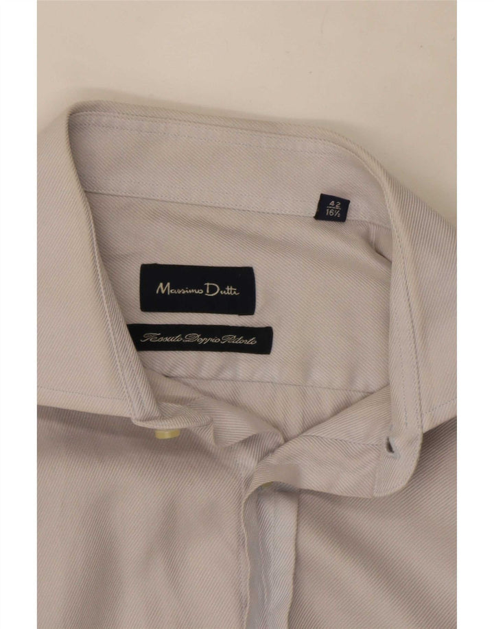 Massimo Dutti Herrenhemd Größe 42 16 1/2 Große blaue Nadelstreifen