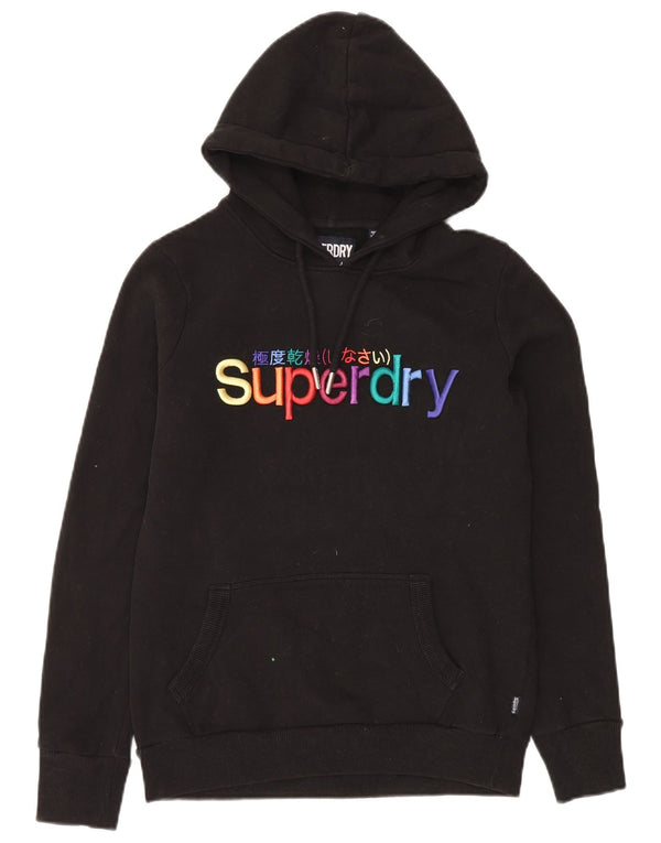 Superdry Damen-Kapuzenpullover mit Grafik, UK 10, Größe S, Schwarz, Baumwolle
