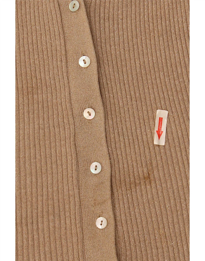 Zara Damen-Cardigan-Pullover UK 14 Mittelbeige gefleckte Viskose