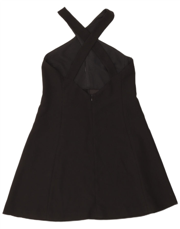 Zara Damen Neckholder-Kleid UK 6 XS Schwarz Polyester