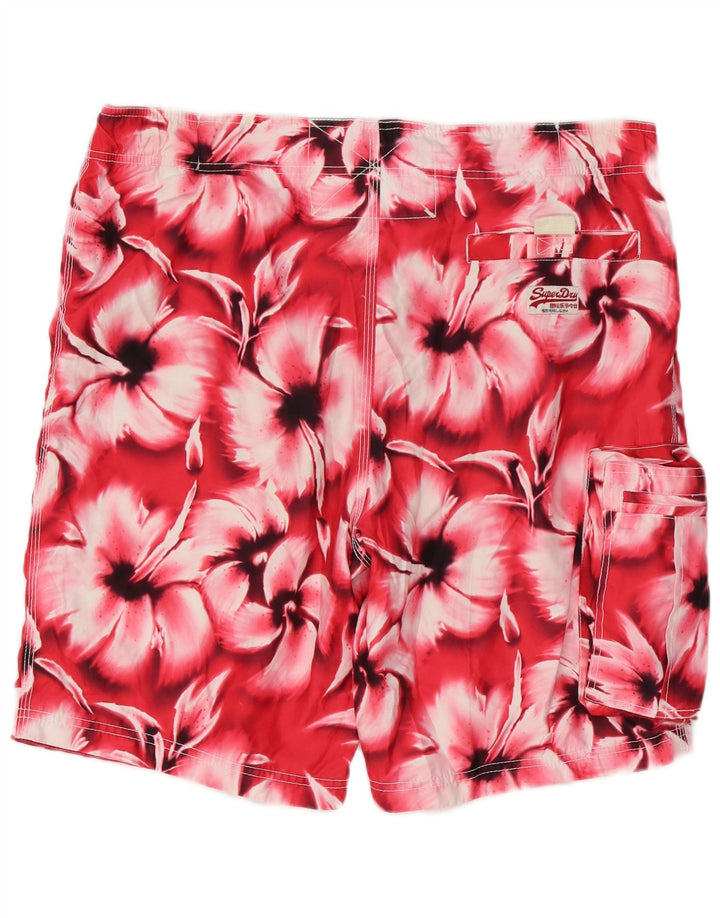 Superdry Herren-Badeshorts mit Grafik, XL, rosa, florales Polyester