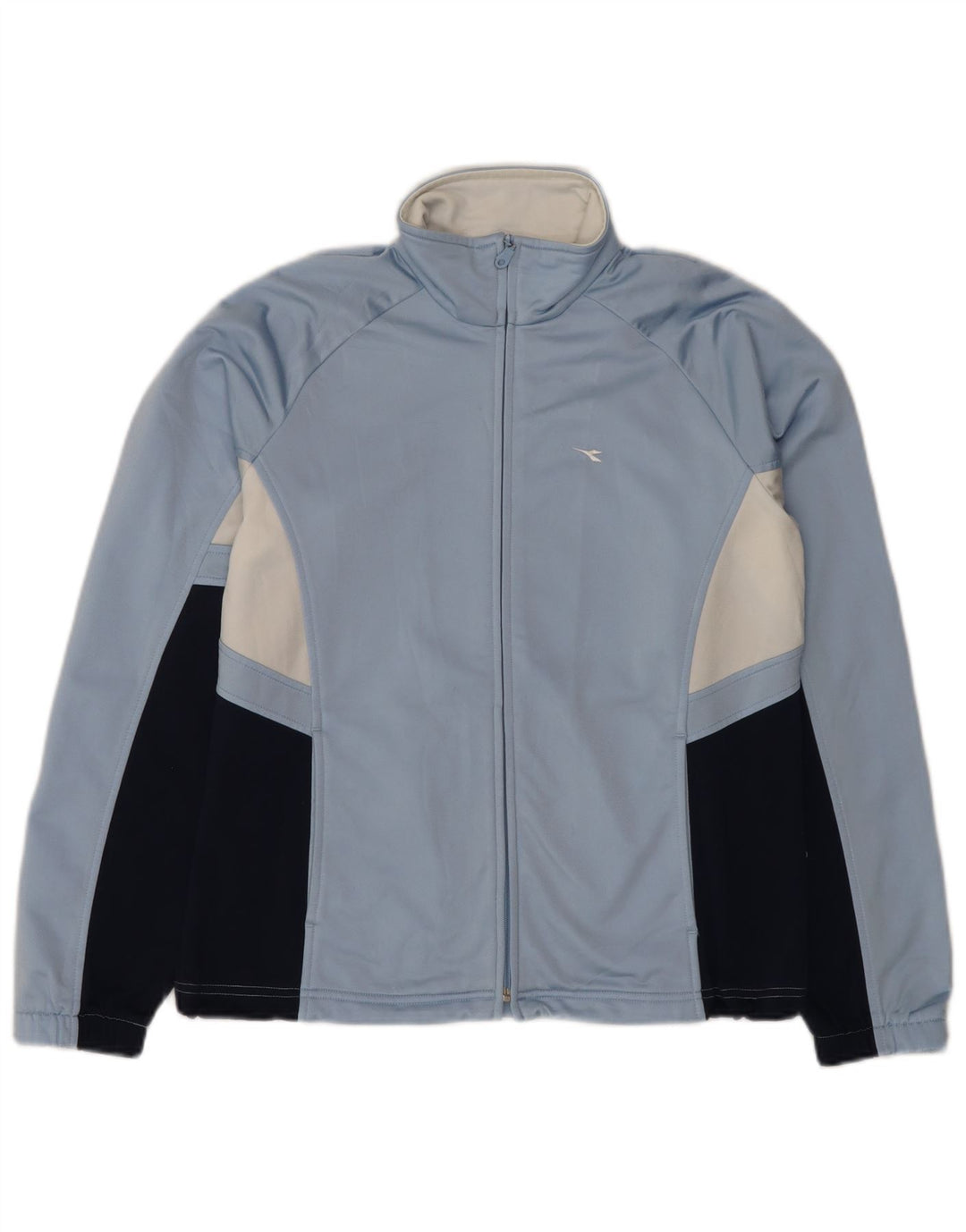 Diadora Damen-Trainingsanzug-Top-Jacke aus mittelblauem Colourblock-Polyester