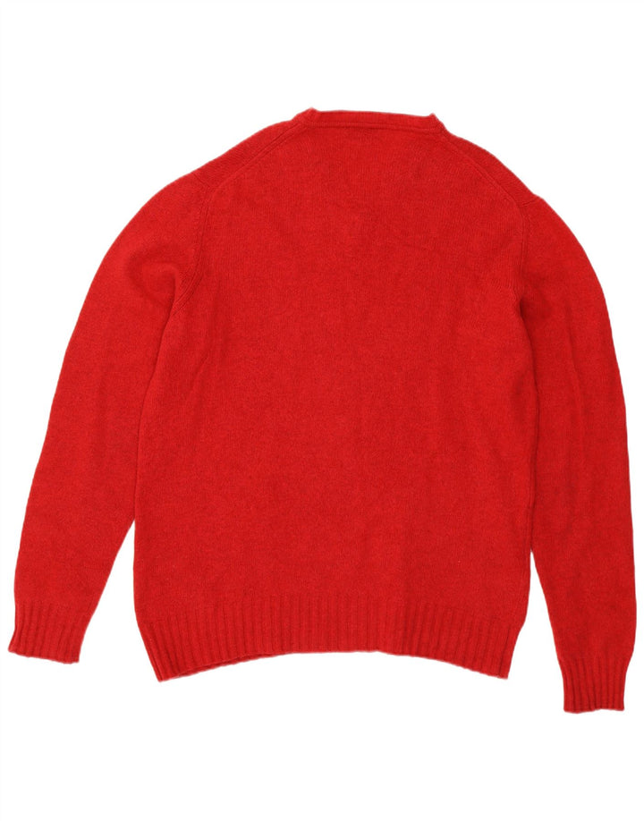 Trussardi Herren-Pullover mit V-Ausschnitt aus mittelroter Wolle