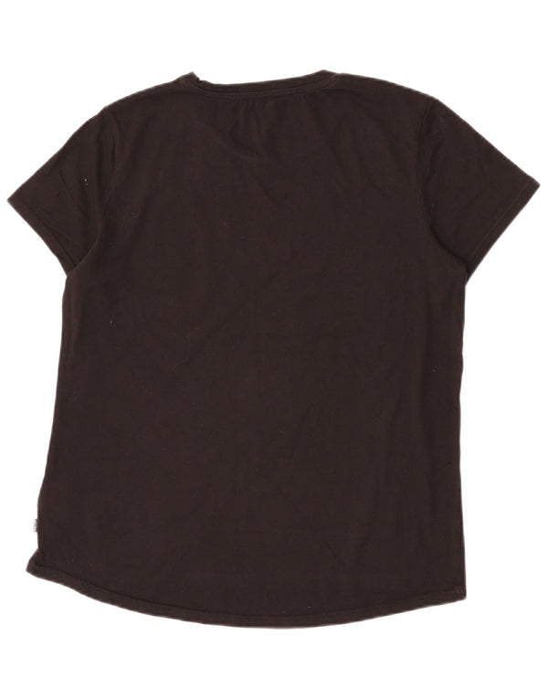 Puma Damen Grafik T-Shirt Top UK 14 Medium Schwarz Baumwolle