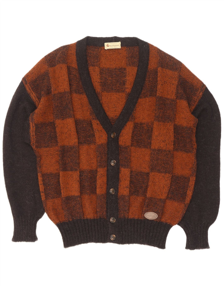 Vintage Herren Cardigan Pullover Groß Braun Geometrisch