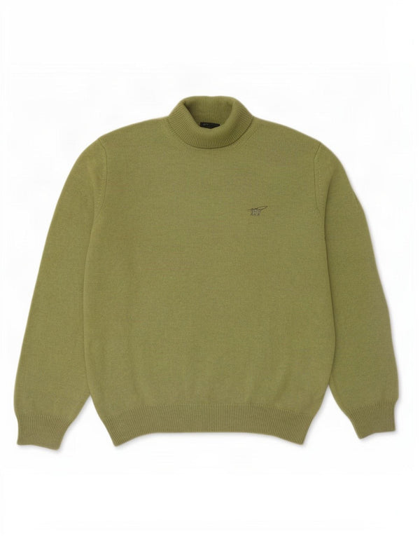 Henry Cottons Herren-Pullover mit Rollkragen, XL, grüne Schurwolle