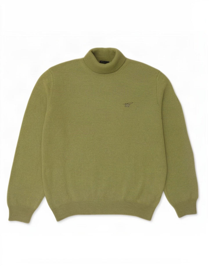 Henry Cottons Herren-Pullover mit Rollkragen, XL, grüne Schurwolle