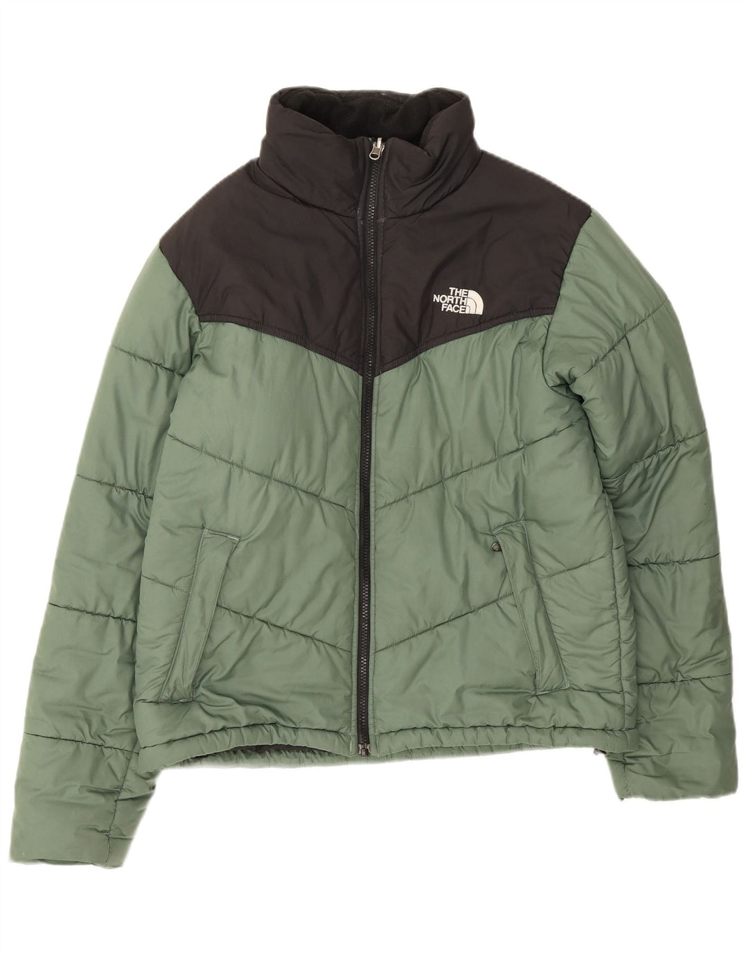 The North Face Herren Wattierte Jacke UK 36 Small Grün Colourblock Polyester