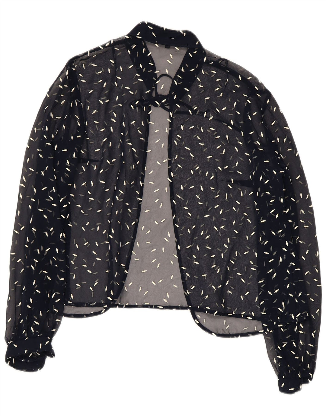 VINTAGE Damen Hemdbluse mit abstraktem Muster UK 22 3XL Marineblau