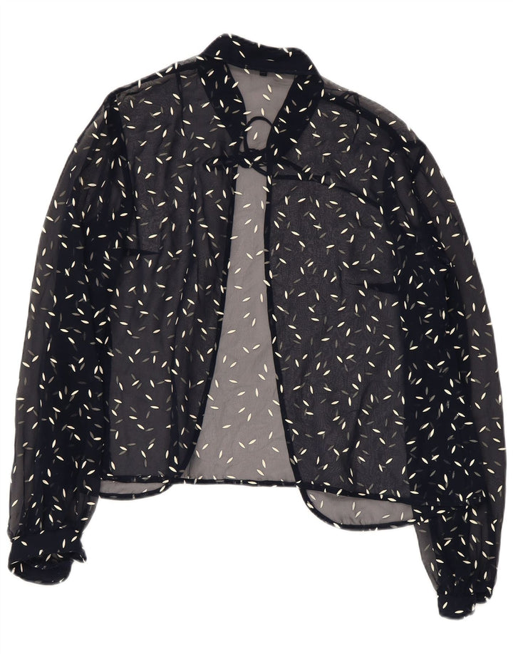 VINTAGE Damen Hemdbluse mit abstraktem Muster UK 22 3XL Marineblau