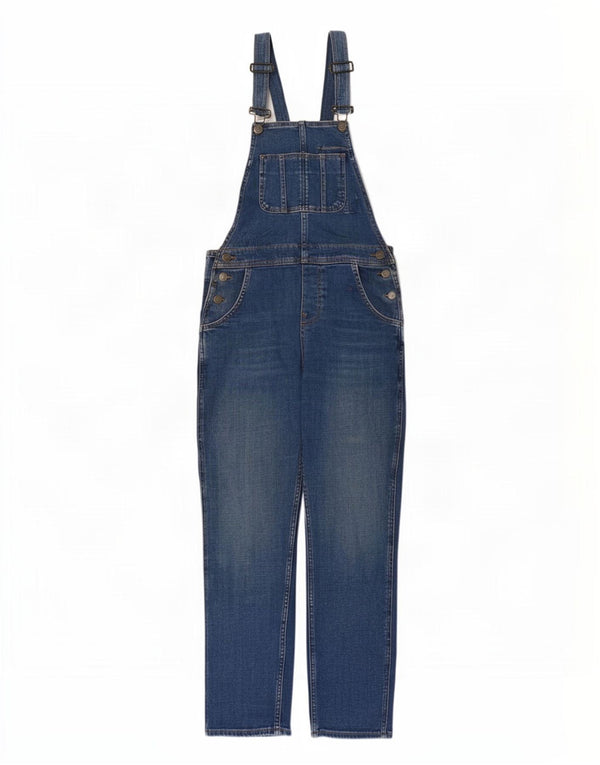 Fat Face Damen Lewes Latzhose Slim Jeans UK 8 Small W28 L27 Blaue Baumwolle