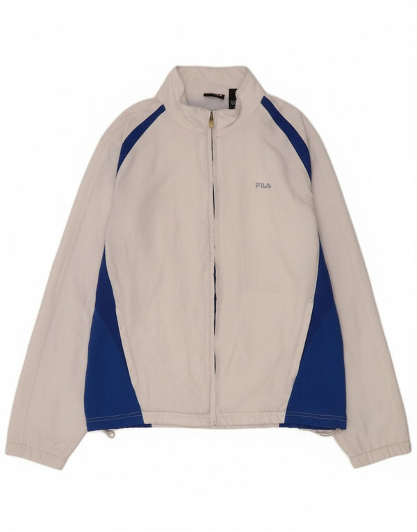 Fila Herren-Trainingsanzug-Top-Jacke, großes weißes Farbblock-Polyester