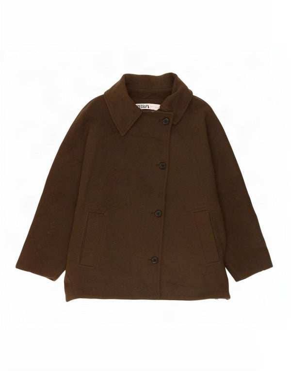 Zara Damen Cape-Jacke UK 14 Medium Khaki Polyester